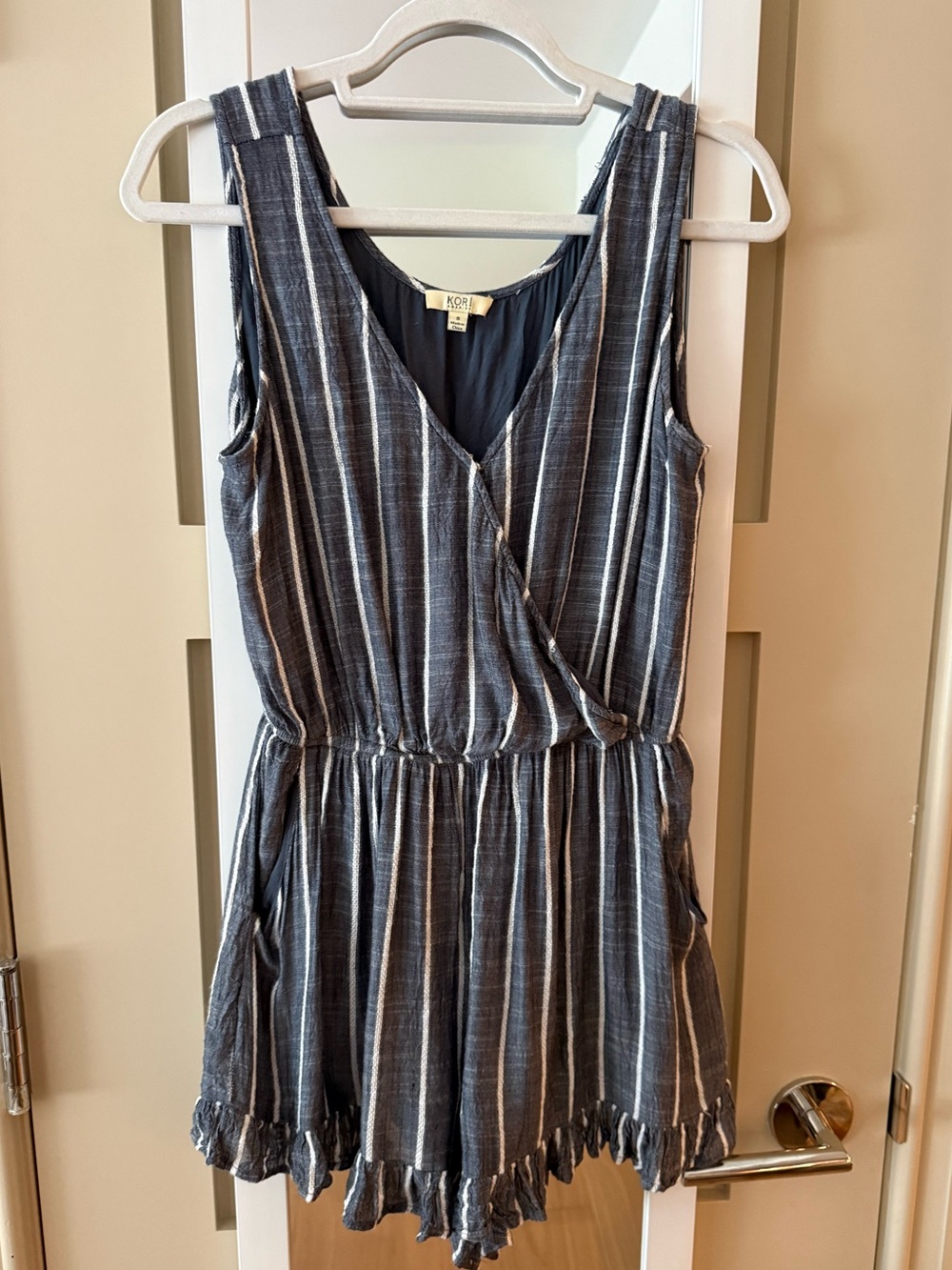 Kori America Navy & White Striped Sleeveless Romper